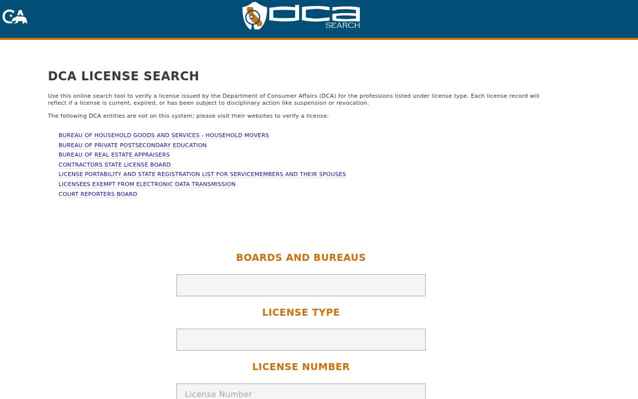 San Gabriel resident lookup California professional license search